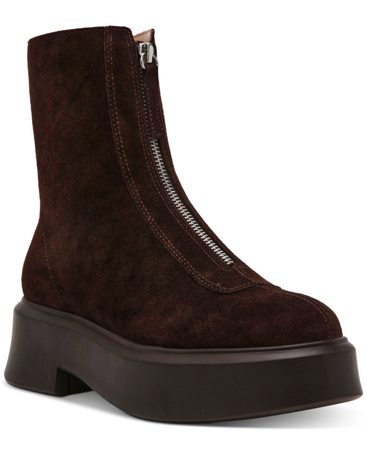 Steve Madden Women's Jones Zipper Combat Booties - Brown Suede | Macy's
