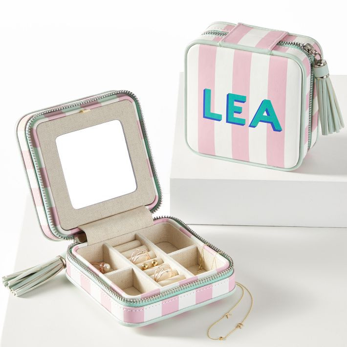 Small Cabana Stripe Travel Jewelry Case, Printed | Mark and Graham
