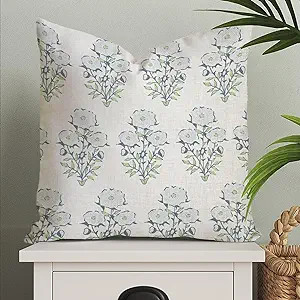 Blue Mughal Flower Chinoiserie Style Pillow Covers Farmhouse Cushion Cover 20x20in Case Asian Ins... | Amazon (US)