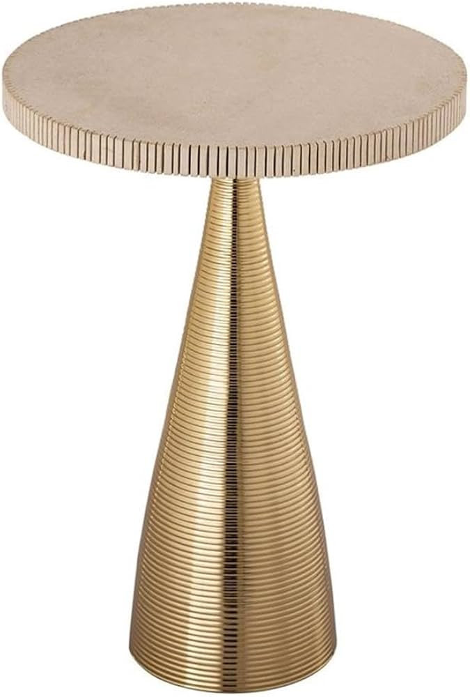 Tov Furniture Celeste 15" Wide Gold and Pale Satin Ribbed Round Side Table | Amazon (US)