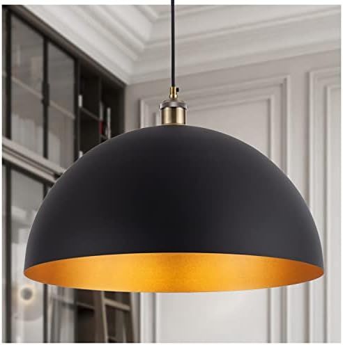 Vintage Pendant Light 17.72‘’ Farmhouse Pendant Lights Industrial Large Dome Chandelier Black... | Amazon (US)