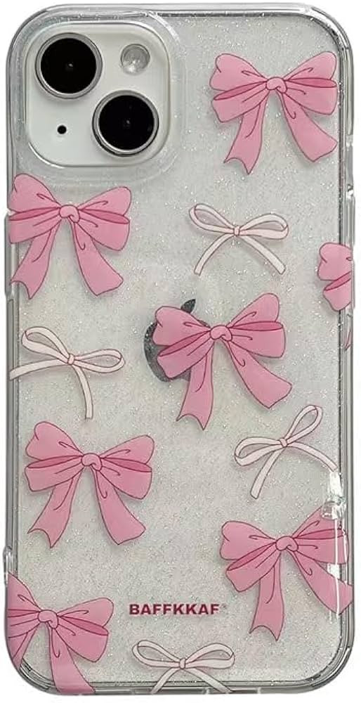 Christmas Bow Phone Case Compatible with iPhone 15 Pro Max, Coquette Aesthetic Bling Cute Pink Ri... | Amazon (US)