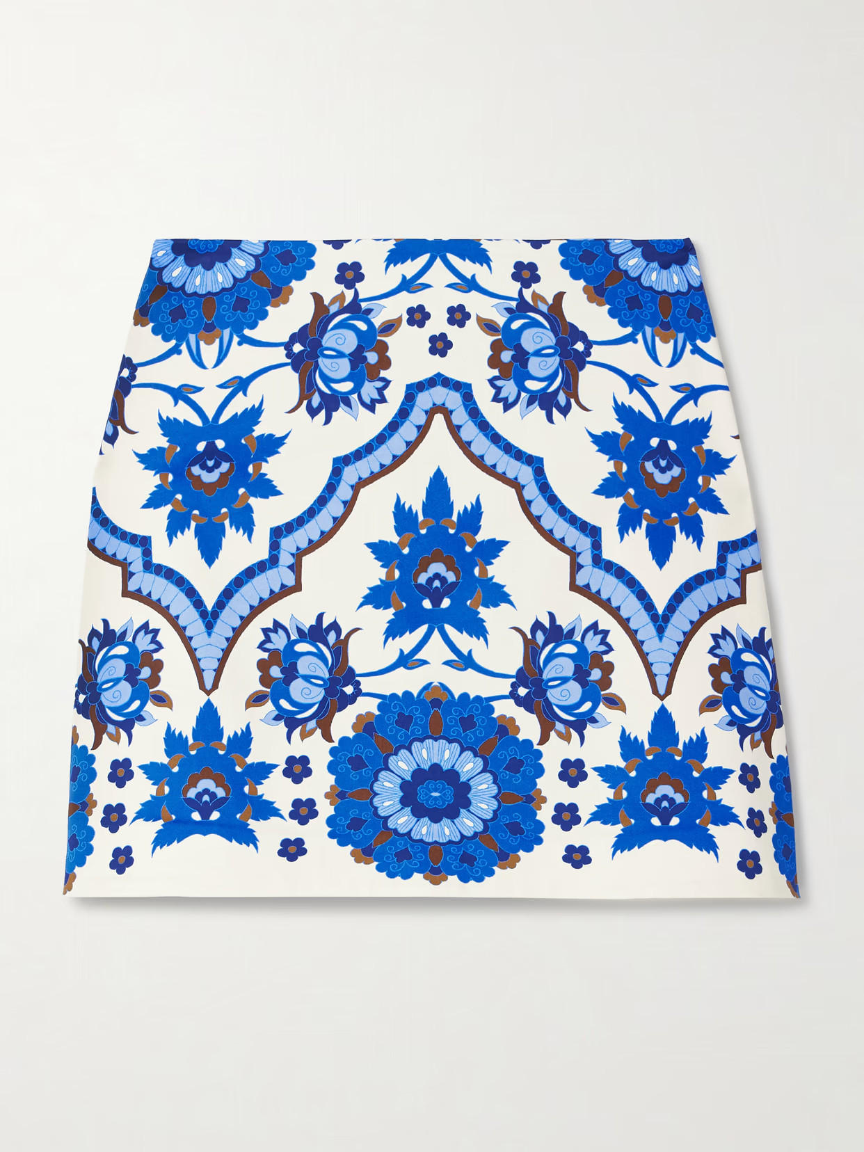 Cara Cara - Chrissy Printed Cotton-blend Sateen Mini Skirt - Blue | NET-A-PORTER (US)