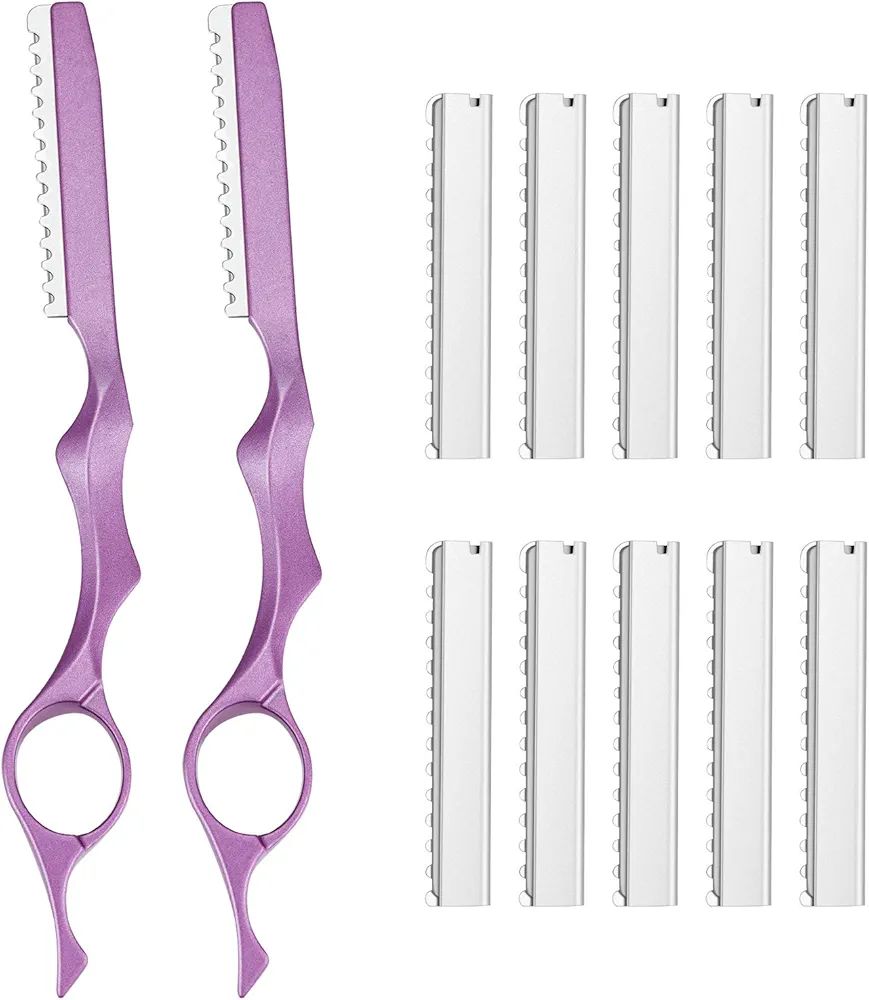 Amazon.com: 12 Pieces Hair Styling Thinning Razor Set, 2 Pieces Hair Styling Razor Hair Cutting Texturizing Razors and 10 Pieces Replacement Spare Blades for Salon Home Christmas Valentine's Day Giving (Pink) : Beauty & Personal Care | Amazon (US)