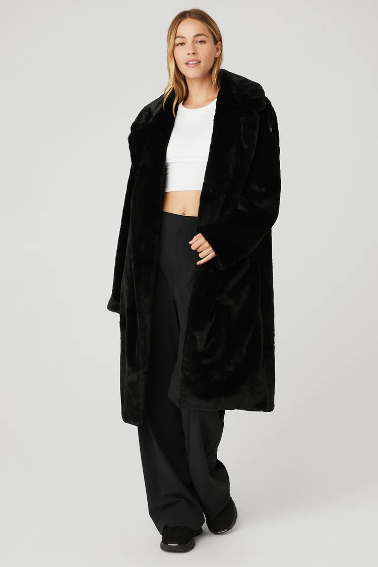 Oversized Faux Fur Trench - Black | Alo Yoga