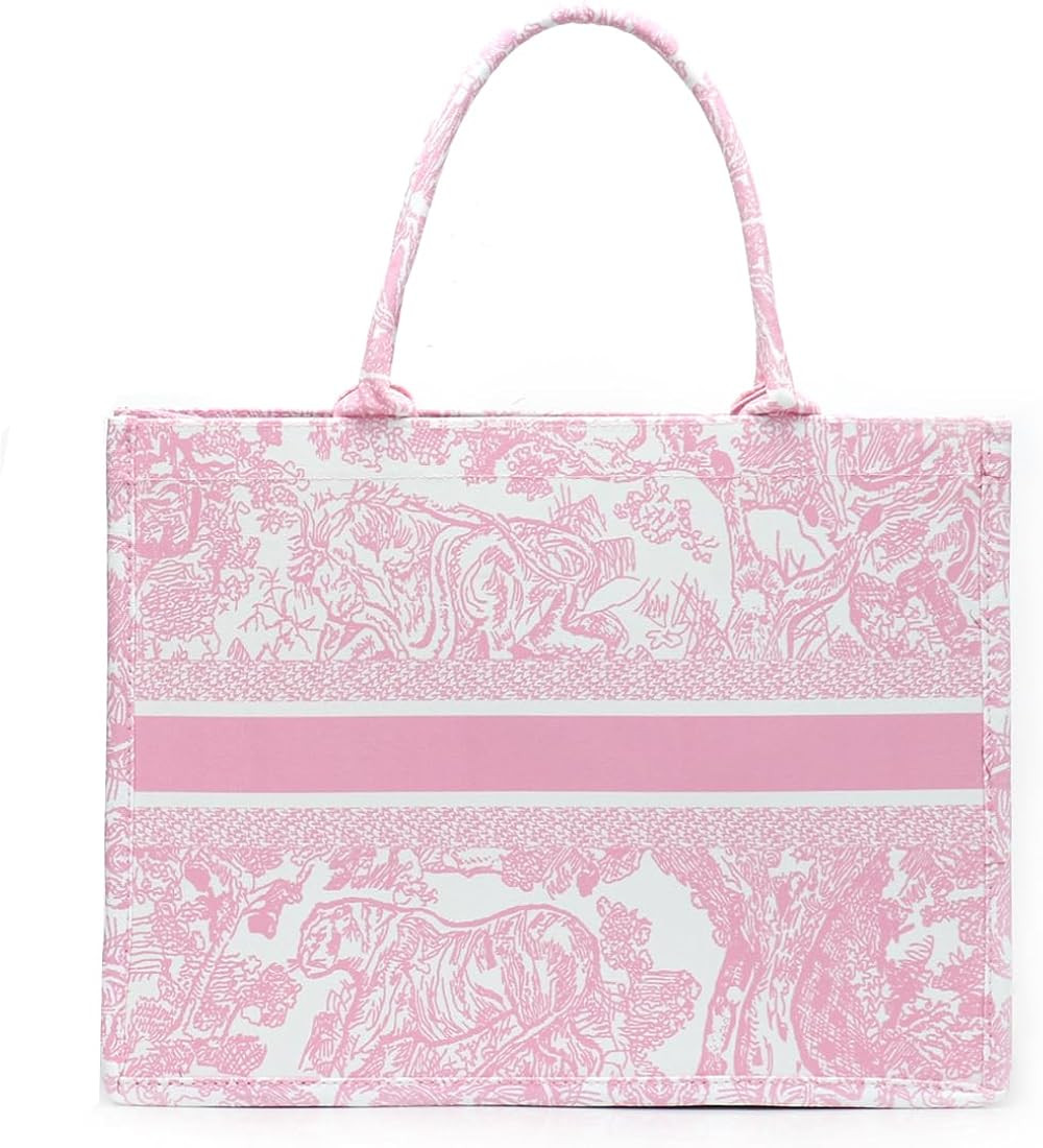 FENGJINRUHUA Fashion Luxury Tote Bag Cotton Linen Handbag Large Capacity Jacquard Embroidery Retr... | Amazon (US)