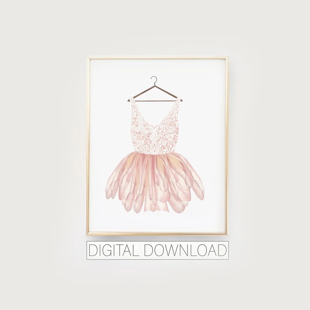 Pink Ballerina Dress Printable Ballerina Dancer Wall Print - Etsy | Etsy (US)