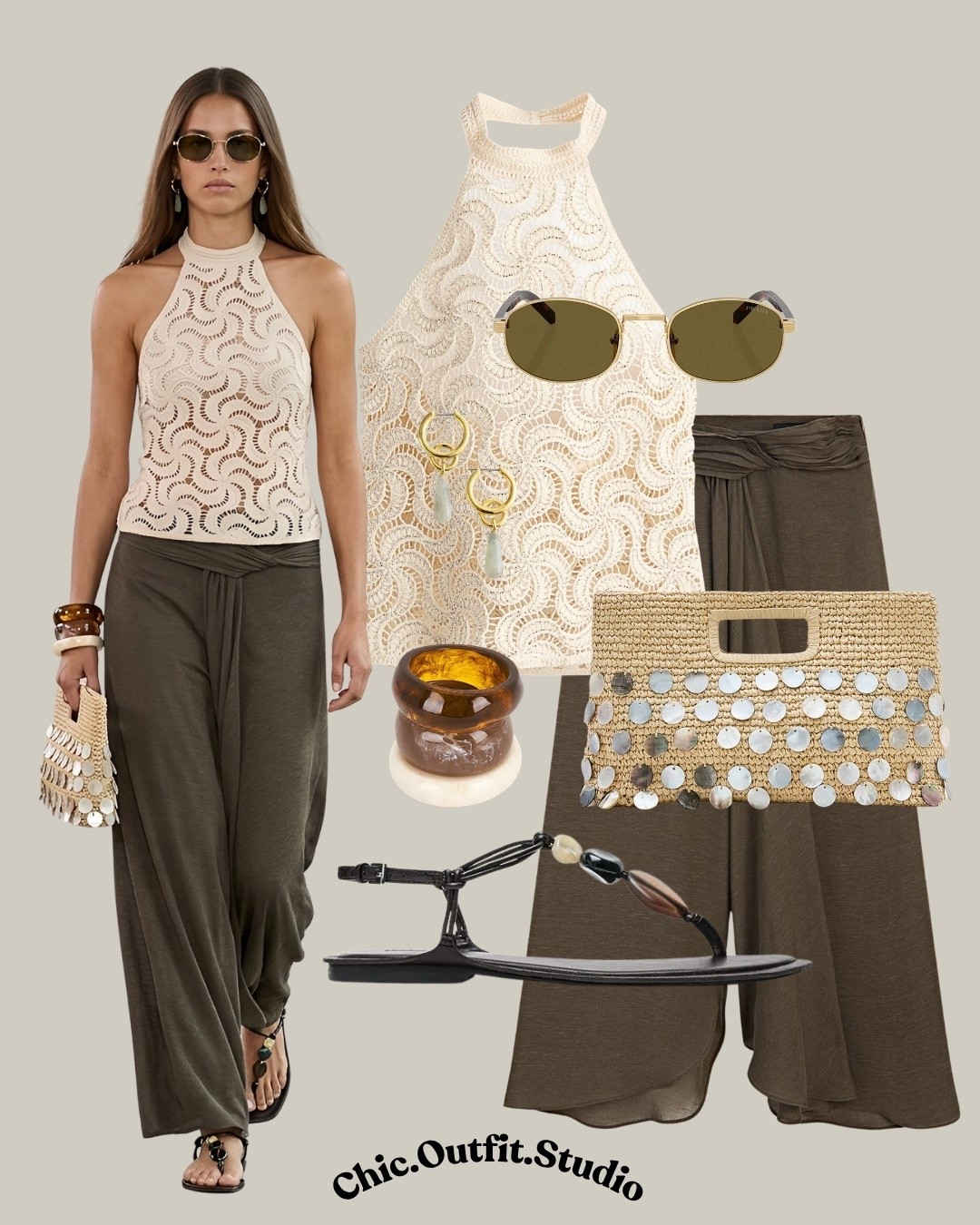 Ivory Crochet Halter Top & Olive Draped Trousers | Elegant Summer Look

✨An ivory crochet halter top paired with an olive draped trousers creates a beautifully feminine summer outfit with modern elegance. Perfect for vacation dinners, summer events, garden parties, wine tastings, brunches, or elegant evenings by the coast.

✨Tags: ivory crochet halter top, crochet summer top women, elegant summer outfit women, European summer fashion, vacation dinner outfit, garden party outfit, quiet luxury style, feminine summer outfit, resort chic outfit, elevated casual fashion

#LTKsummer #LTKbag #LTKshoes