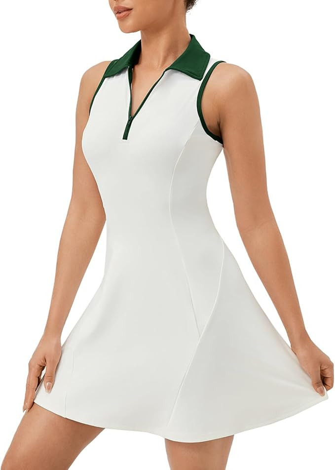 Lavento Women's Collared Zip Unlined Athletic Dress - Sleeveless Polo Active Tennis Golf Dress fo... | Amazon (US)