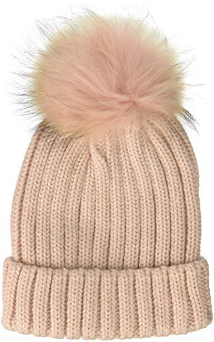 La Fiorentina Women's Knitted Hat Raccoon Pom, Blush, One Size | Amazon (US)