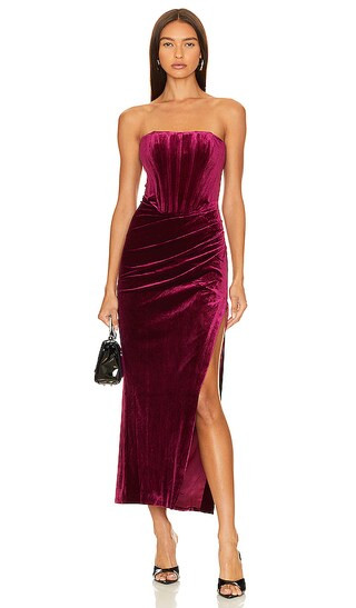 Everlasting Velour Midi Dress in Burgundy | Revolve Clothing (Global)