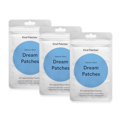 Kind Patches Valerian Root Dream Patches - Natural Sleep Aid with Ashwagandha and Magnesium - 3 Pack, 90 Patches | Amazon (US)