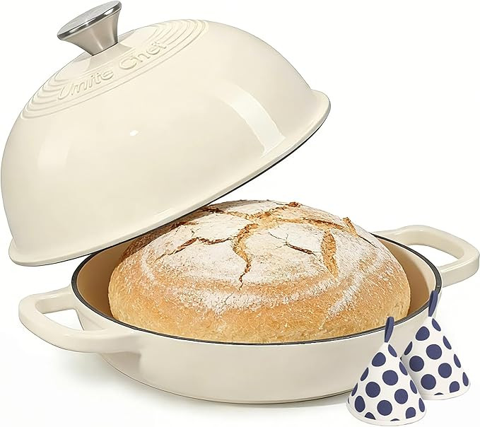 Enameled Round Cast Iron Bread Oven, 6 Qt Cast Iron Dutch Oven for Homemade Sourdough Bread Bakin... | Amazon (US)