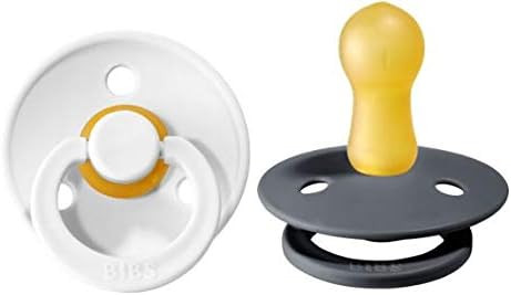BIBS Baby Pacifier | BPA-Free Natural Rubber | Made in Denmark | Iron/White 2-Pack (0-6 Months) | Amazon (US)