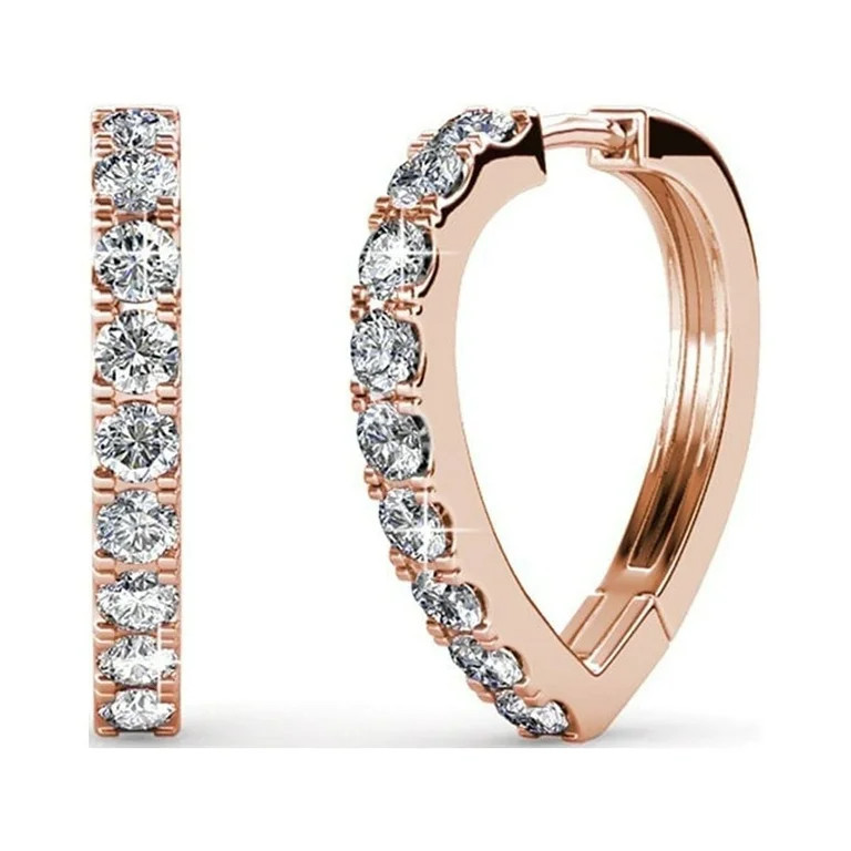 Cate & Chloe Waverly 18k Rose Gold Plated Heart Hoop Earrings with Swarovski Crystals for Women | Walmart (US)