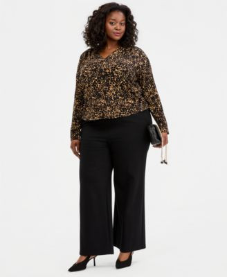 I.n.c. International Concepts Plus Size High-Rise Pull-On Pants, Macy's Exclusive - Deep Black | Macy's