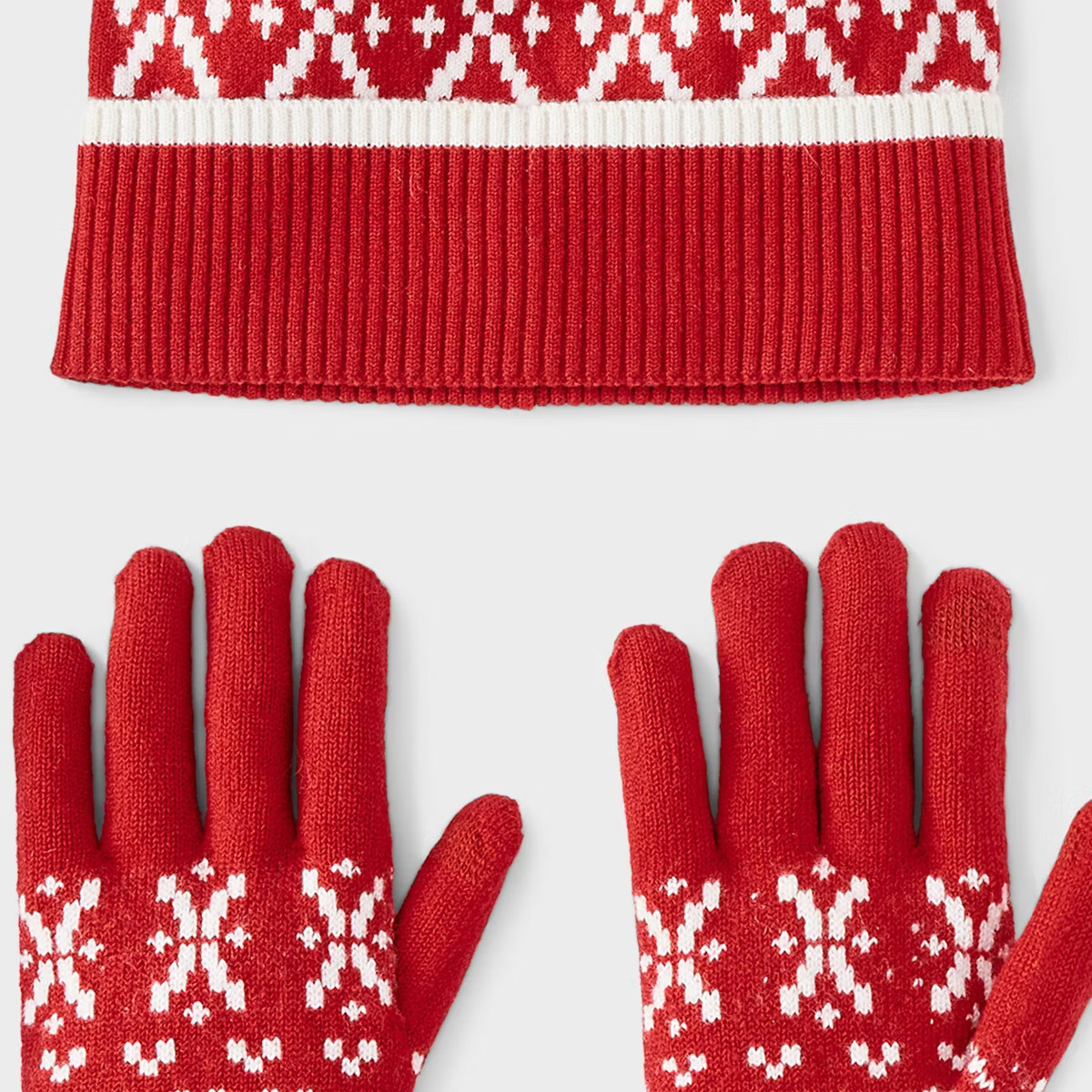 Fair Isle Pattern Beanie & Gloves 2pc Set - Universal Thread™ Red | Target