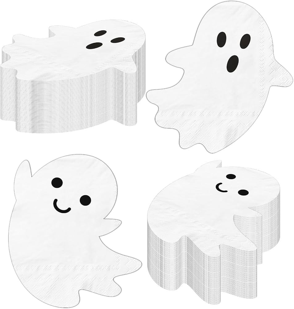 Halloween Napkins, 80pcs White Ghost Napkins Disposable Halloween Paper Napkins White Halloween D... | Amazon (US)