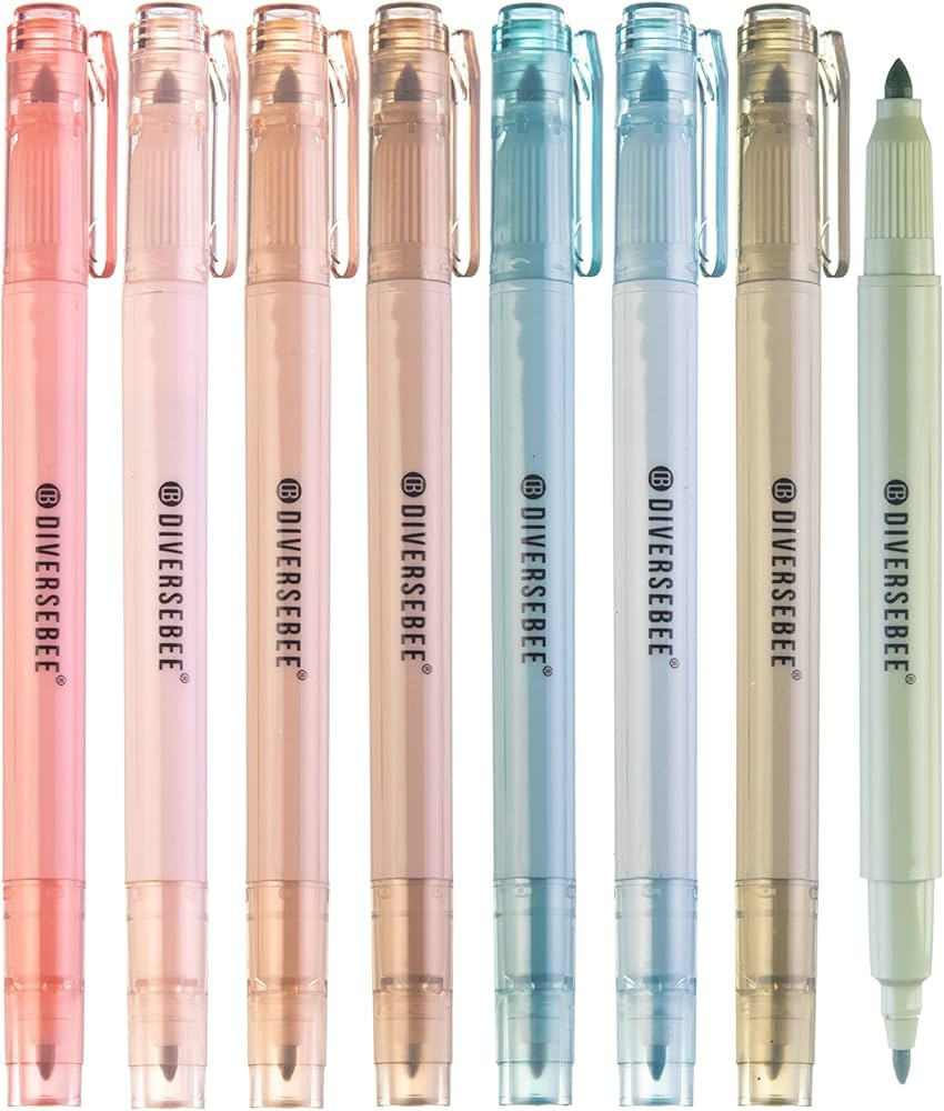DIVERSEBEE Dual Tip Bible Highlighters and Pens No Bleed, 8 Pack Assorted Colors Quick Dry Highli... | Amazon (US)