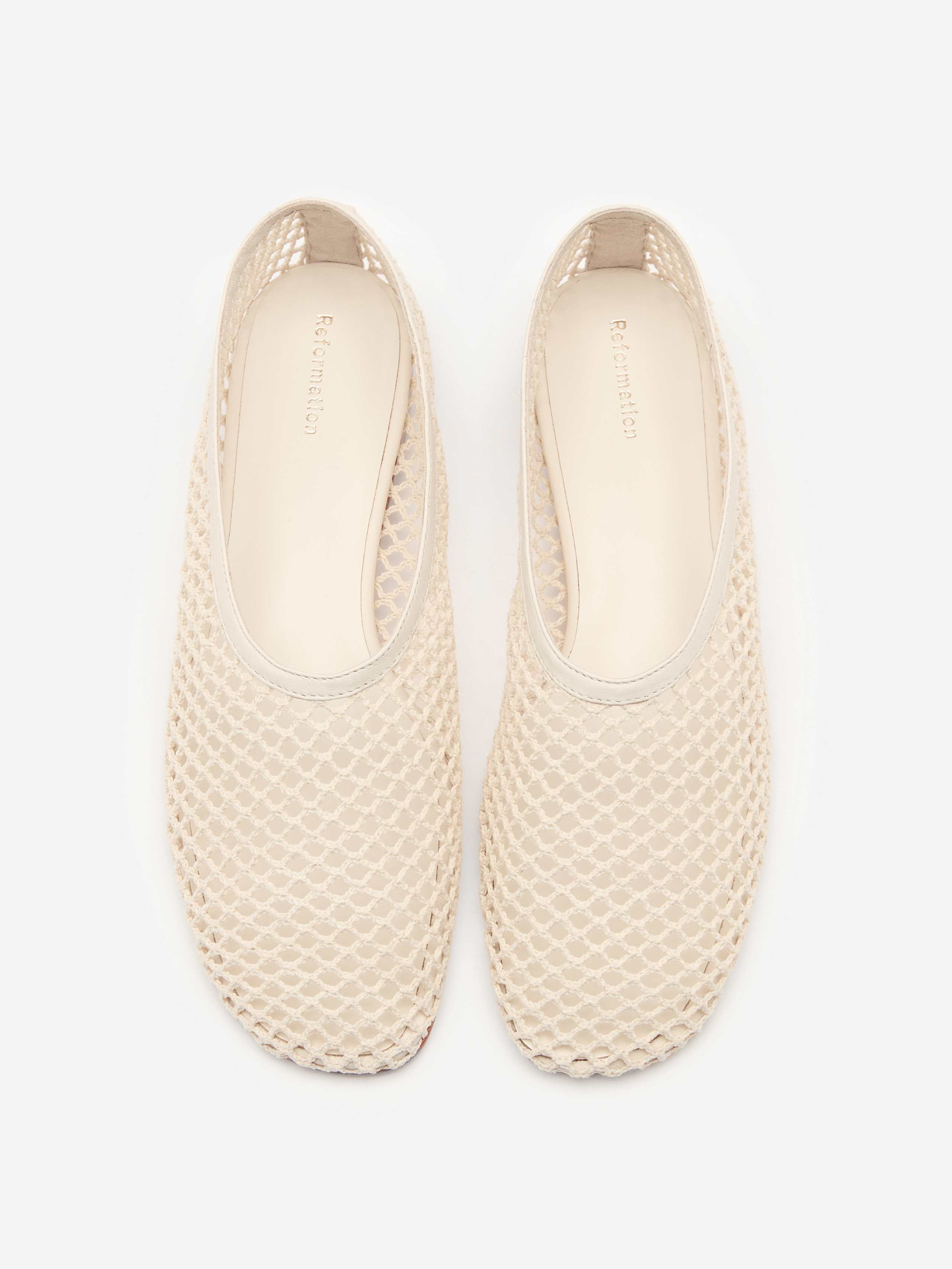 Reformation Britt Ballet Flat Ivory Crochet 8.5 | Reformation (Global)