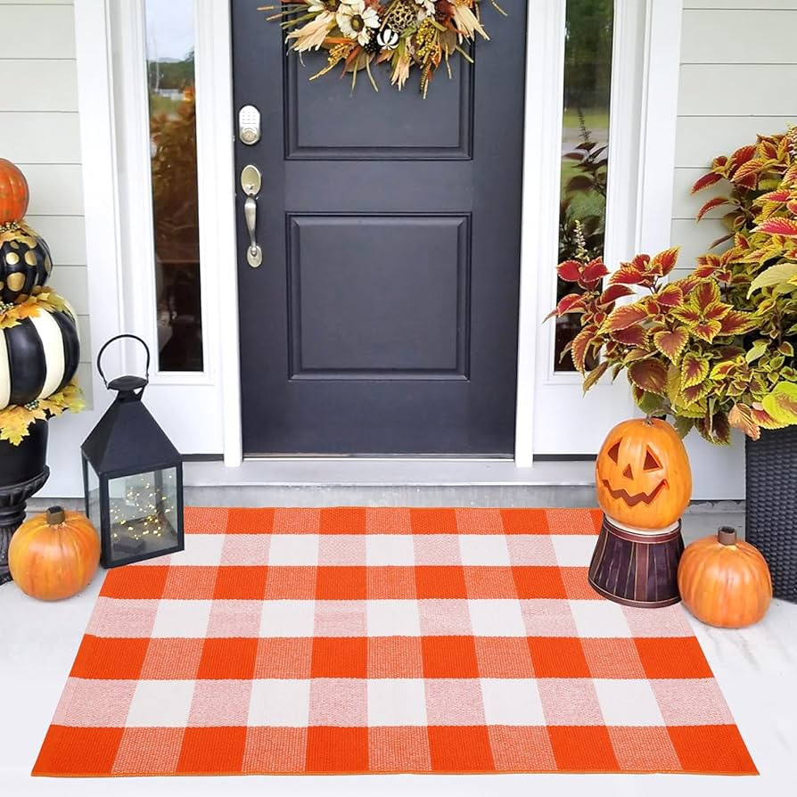 Acerich Fall Door Mat Outdoor 27.5" x 43" Buffalo Plaid Outdoor Rug Hand-Woven Fall Outdoor Mat O... | Amazon (US)