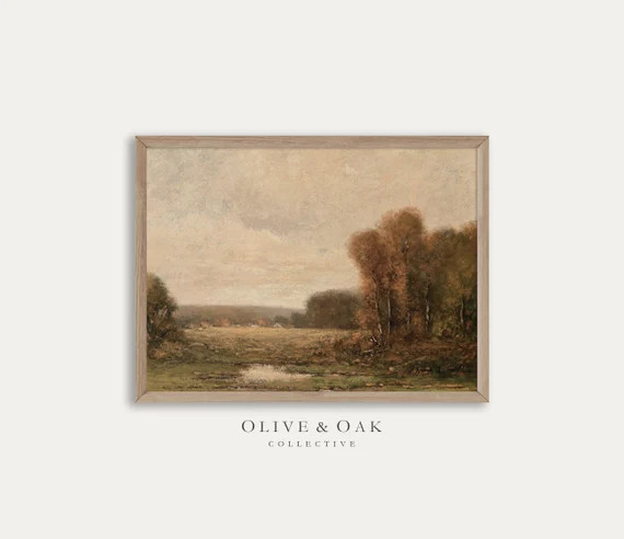 Vintage Fall Landscape Painting / Farmhouse Autumn Painting - Etsy | Etsy (US)