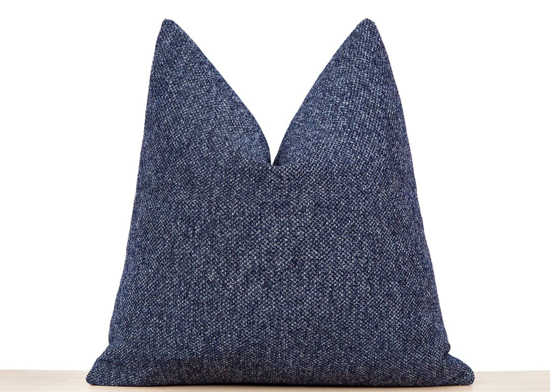 Blue Woven Pillow Cover Blue Euro Sham Cover Navy Throw Pillow Cover Woven Soft Textured Fabric A... | Etsy (US)