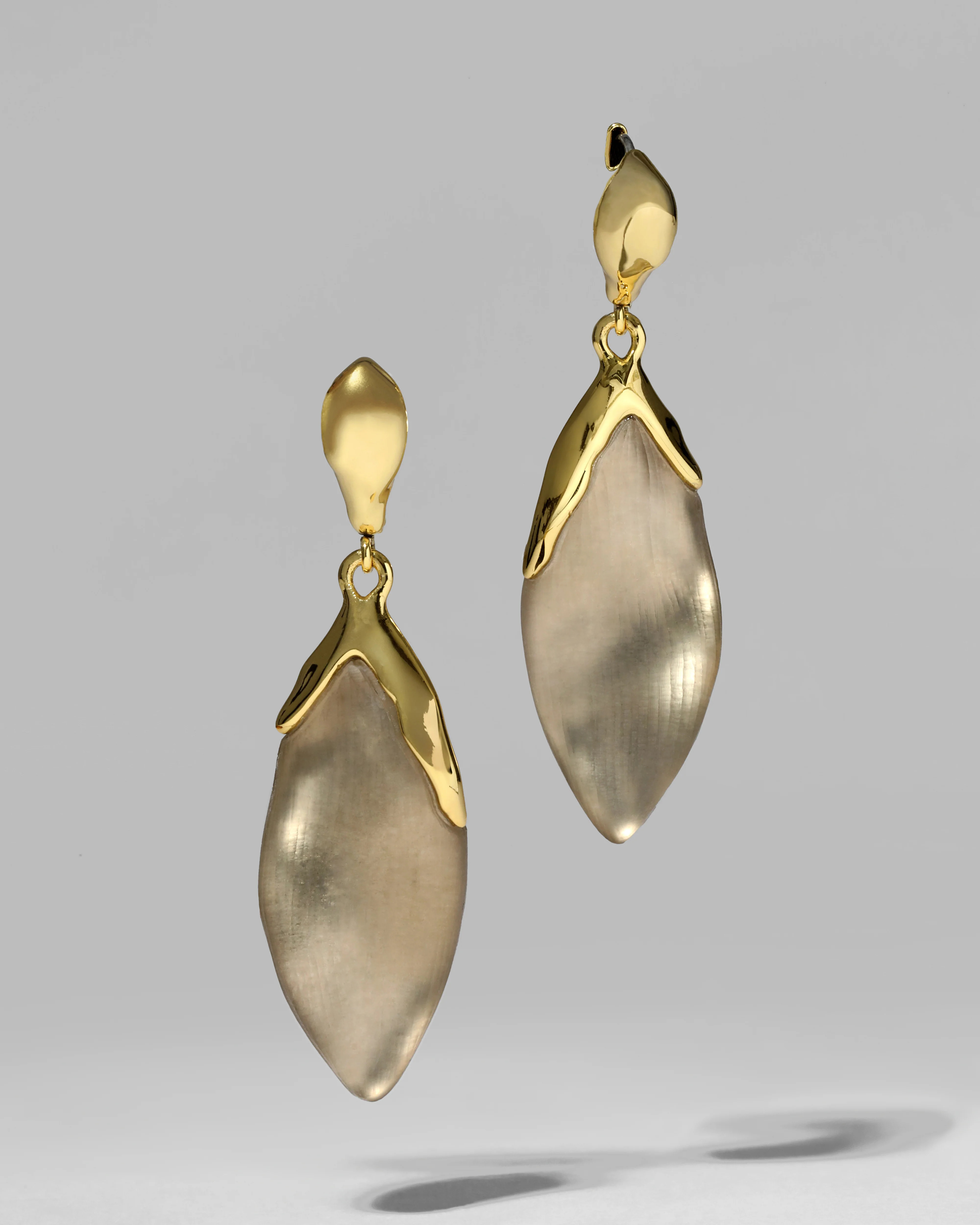 Lucite Petal Leverback Earrings - Warm Grey | Leverback Earrings | Alexis Bittar