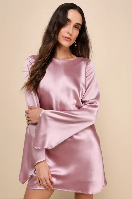 Sincerely Sleek Mauve Pink Satin Cowl Back Slip Mini Dress | Lulus