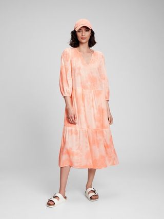 V-Neck Print Tiered Dress | Gap Factory