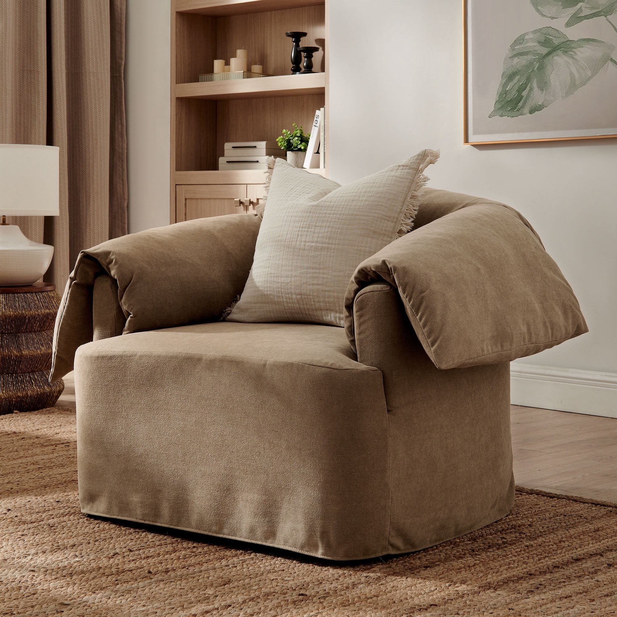 Modway Lark Oversized Armchair in Almond | Walmart (US)
