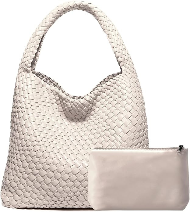 Woven Bag Purses and Handbags Woven Vegan Leather Tote Shoulder Top-Handle Bag With Purses for Wo... | Amazon (US)