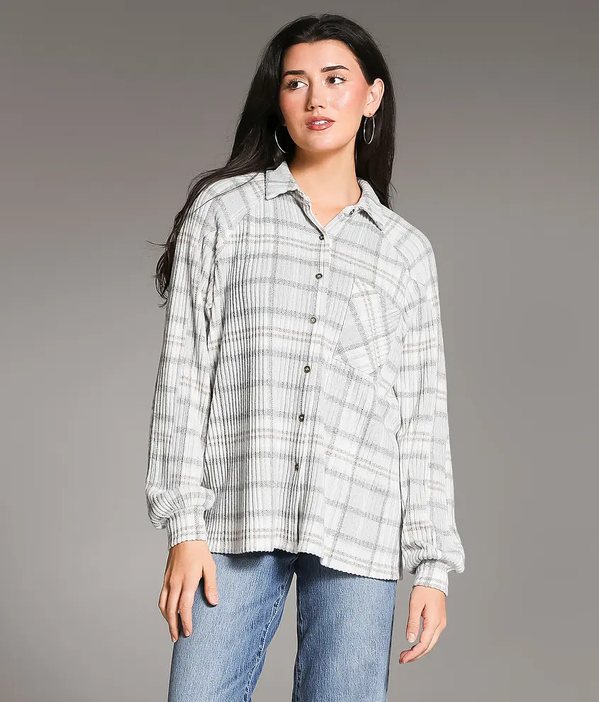 Brushed Plaid Knit Shirt | Buckle
