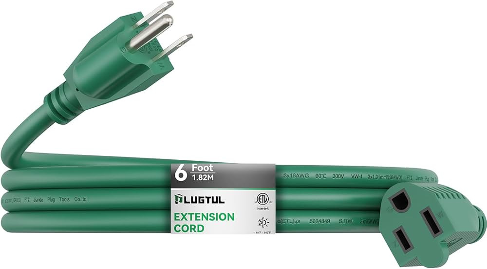 6 FT Outdoor Extension Cord Waterproof 16/3 Gauge Green Heavy Duty 3 Prong Extension Cord, 13A 16... | Amazon (US)