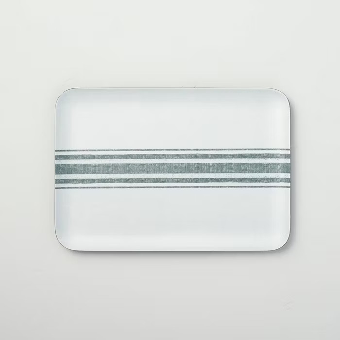 Variegated Center Stripes Melamine Serve Tray Light Gray/Green - Hearth & Hand™ with Ma... | Target