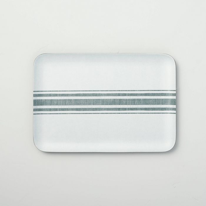 Variegated Center Stripes Melamine Serve Tray Light Gray/Green - Hearth &#38; Hand&#8482; with Ma... | Target
