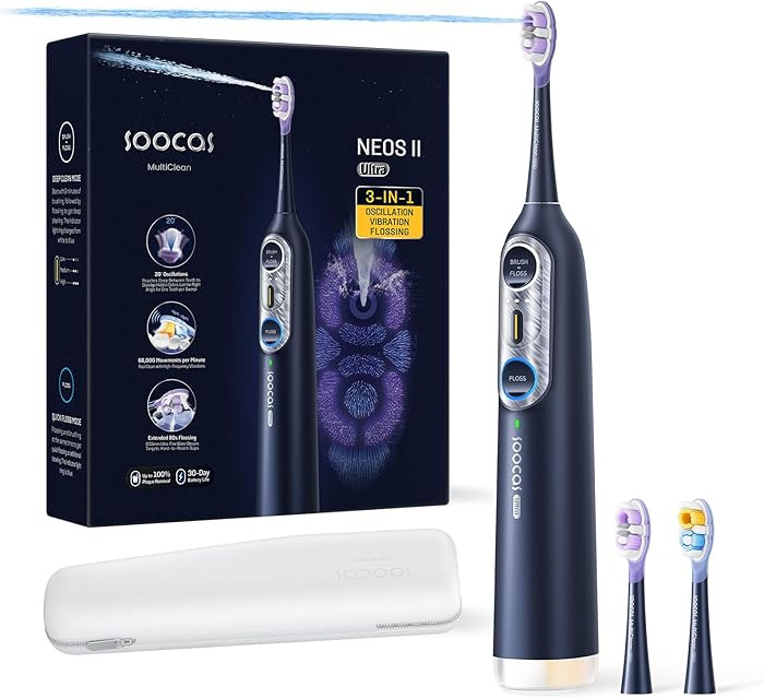 Soocas NEOS II Ultra – Electric Toothbrush with Water Flosser Combo, 3-in-1: Flosses, Vibrates ... | Amazon (US)