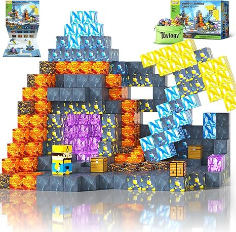 Magnetic Blocks-Build Mine Magnet World Pickaxe Edition Mine Pickaxe Caverns Kids Games Toddler T... | Amazon (US)