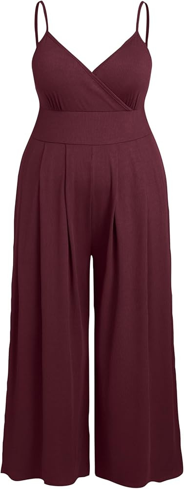 CIDER Women's V-neck Cami Wide Leg Jumpsuit Plus Size | Amazon (US)