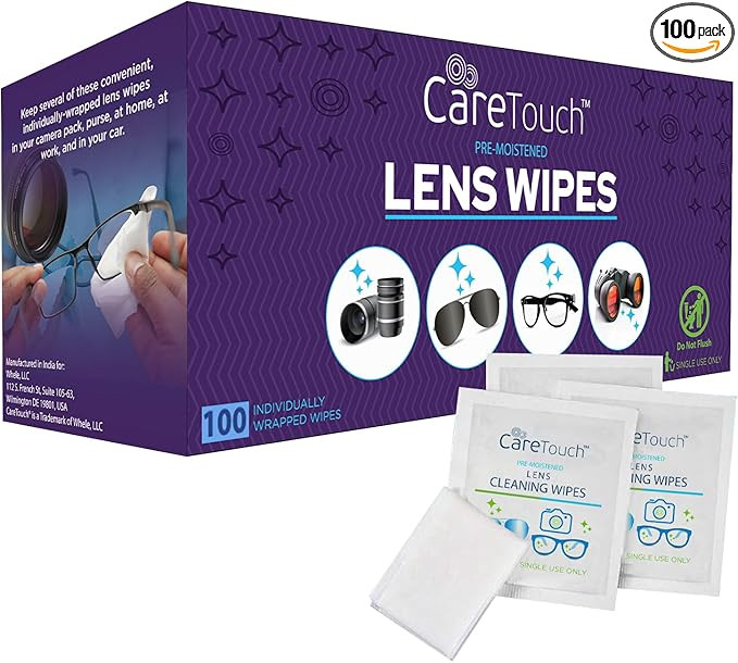 Care Touch Lens Wipes for Eyeglasses 100 Glasses Wipes Cleaner for Glasses Sunglasses Screens | Amazon (US)
