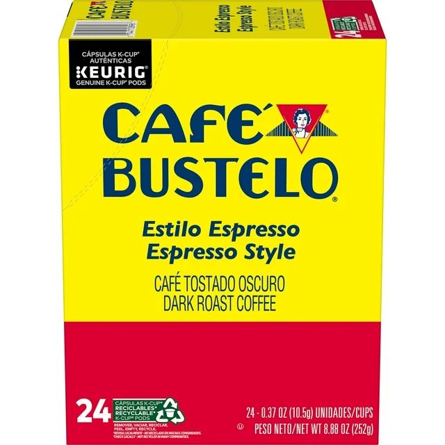 Caf Bustelo Espresso Style, Dark Roast Coffee, Keurig K-Cup Pods, 24 Count Box | Walmart (US)