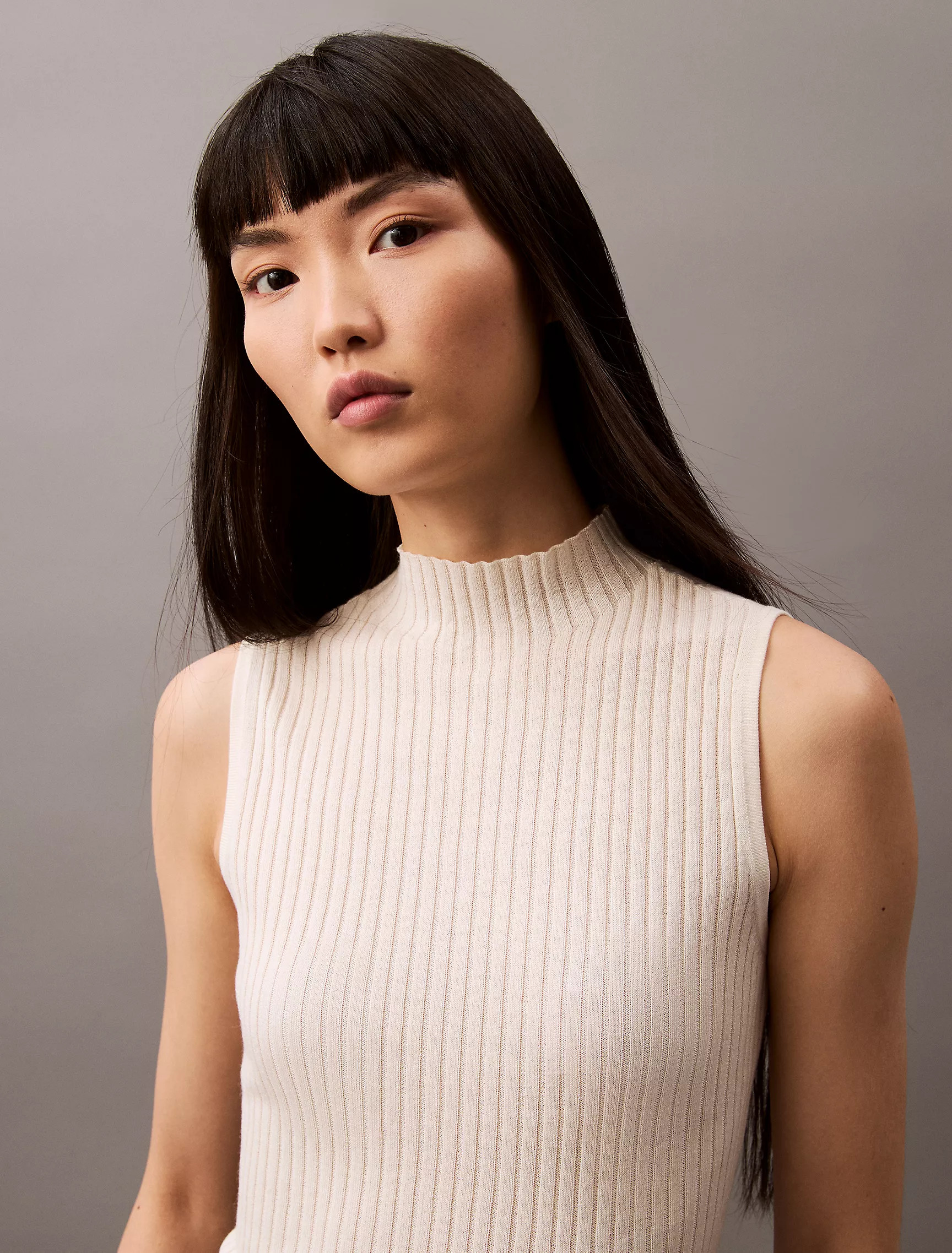 Silk Cashmere Mock Neck Tank Top | Calvin Klein | Calvin Klein (US)