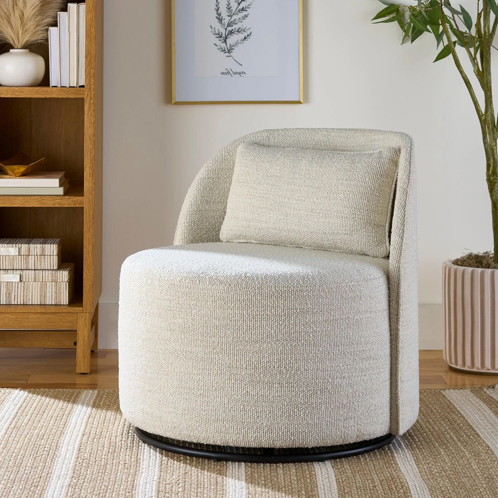 Better Homes & Gardens Juliet Modern Arch Swivel Chair, Cream Bouclé | Walmart (US)