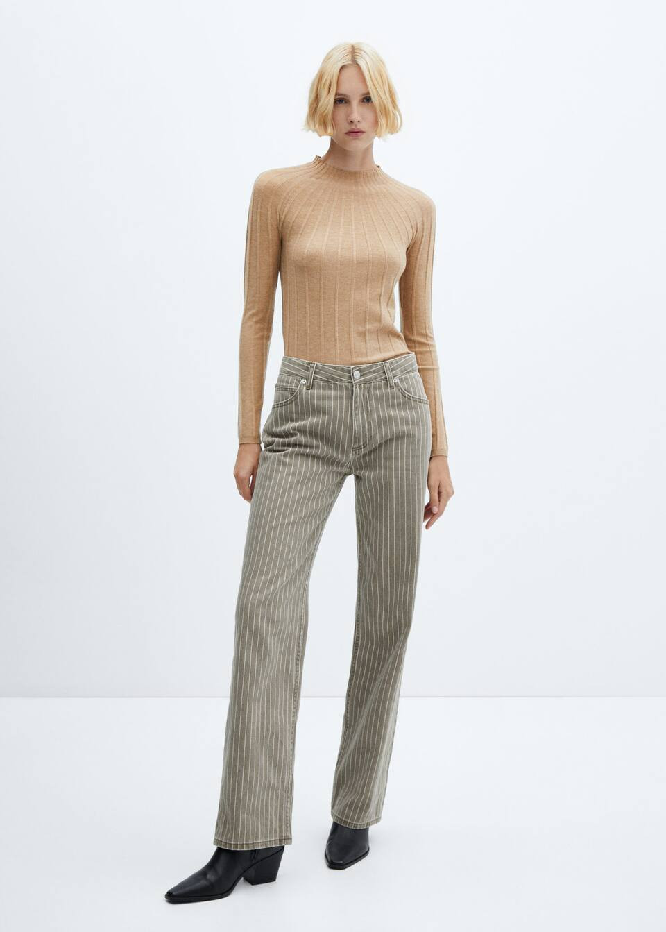 High collar ribbed knit  sweater -  Women | Mango United Kingdom | MANGO (UK)