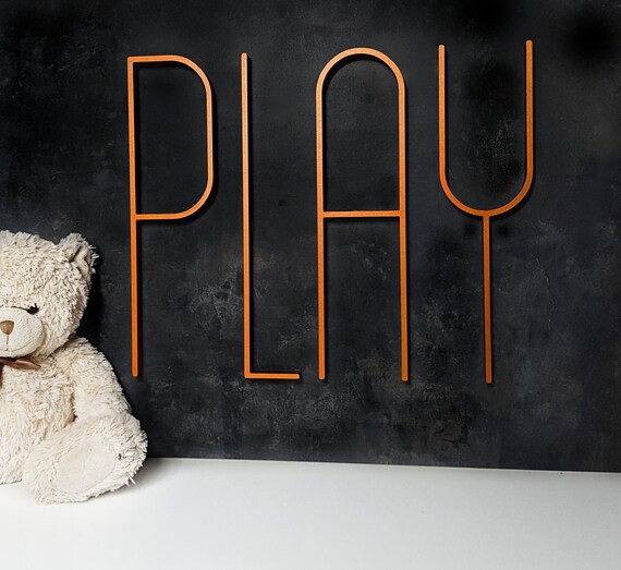 Play Sign for Playroom Wall Decor Play Letters Mid Century | Etsy | Etsy (US)