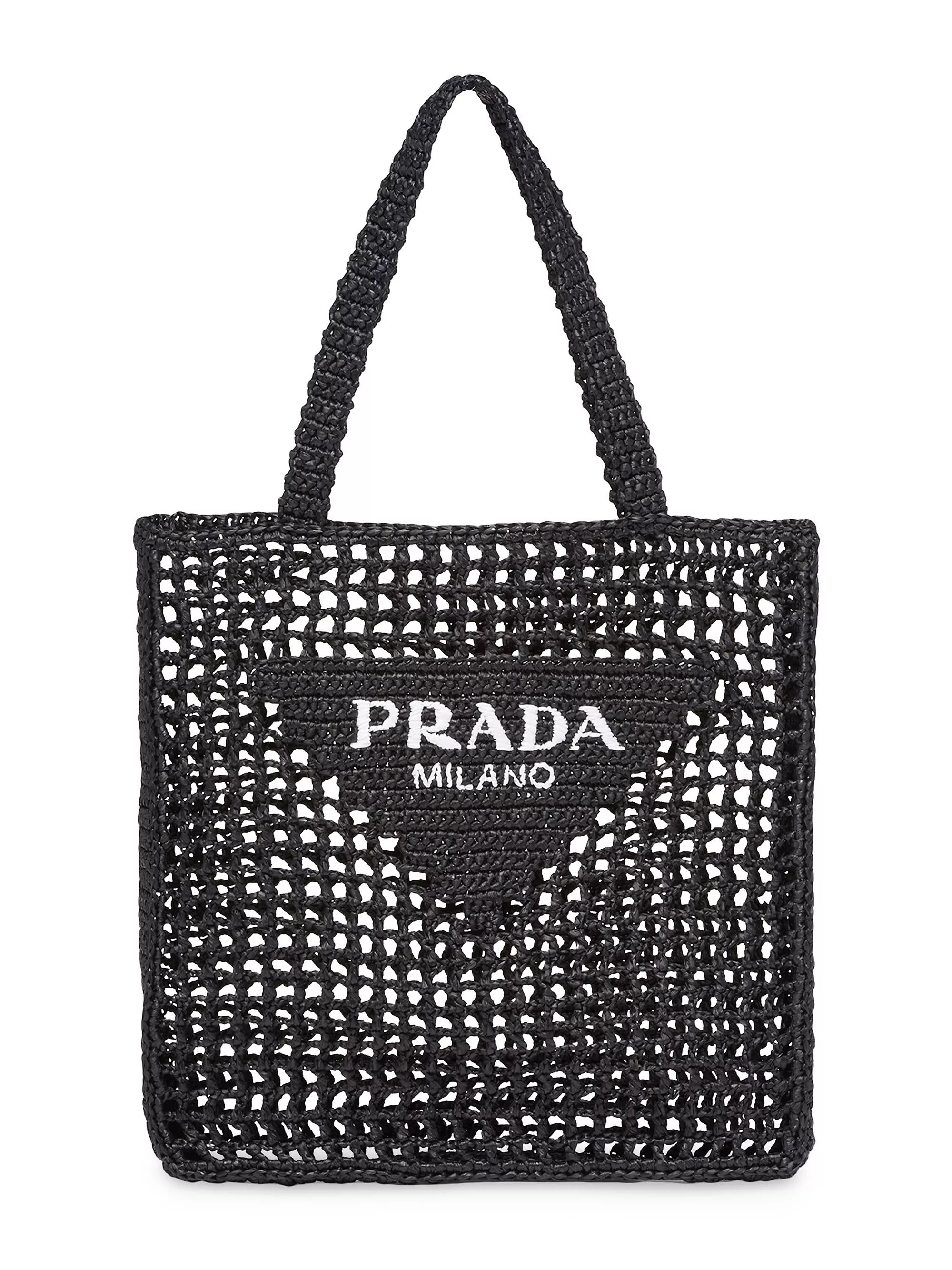 Shop Prada Raffia Tote Bag | Saks Fifth Avenue | Saks Fifth Avenue