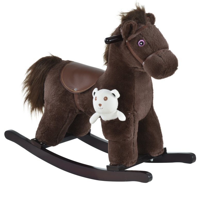 Qaba Kids Plush Ride-On Rocking Horse Toy Chair w/ Soft Plush Toy | Walmart (US)