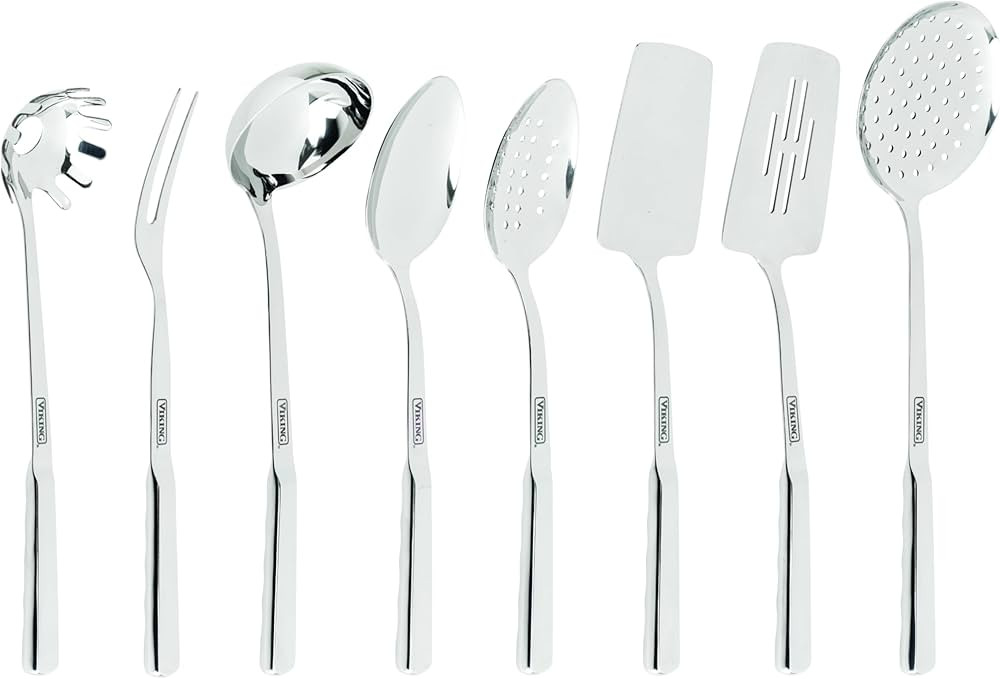 Viking Kitchen Utensils Set, 8 Piece Stainless Steel Cooking Utensil Set, Includes Spatulas, Spoo... | Amazon (US)