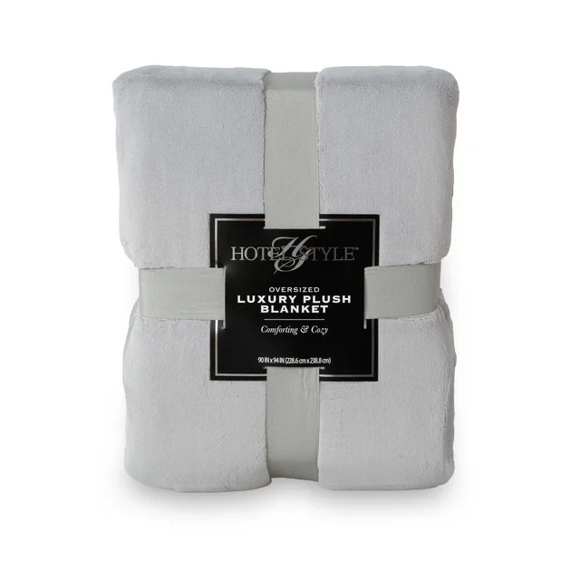 Hotel Style Oversized Luxury Plush Bed Blanket in Full/Queen, 90” x 94”, Grey | Walmart (US)