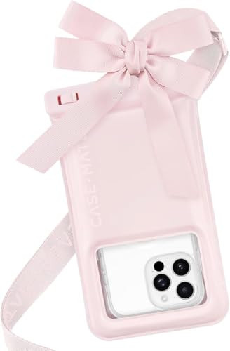 Case-Mate IP68 Waterproof Large Phone Pouch with Bow Design - Travel Beach Cruise Ship Essentials - Floating Phone Case with Crossbody Lanyard for iPhone 16 Pro Max/15 Pro/14/13/12/ S25 - Ballet Pink | Amazon (US)